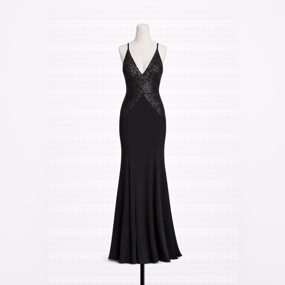 Dress the Population – Marlene Sequin Trumpet Gown – Black – Sz. M